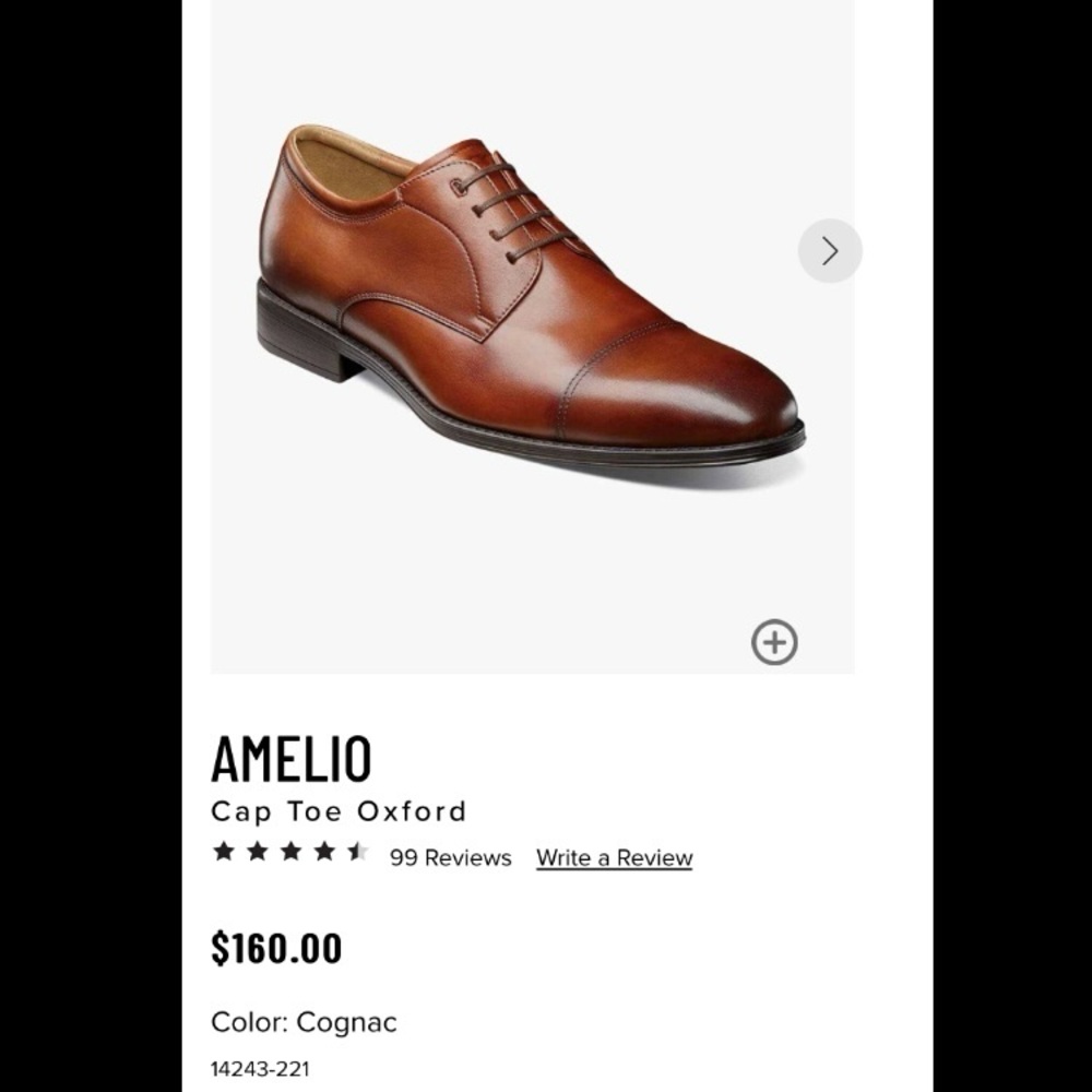 New Florsheim Amelio size 11 leather Oxford shoe